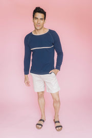 Esencial T-shirt  manga larga marino y beige by Galo Bertin