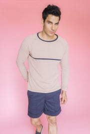 Esencial T-shirt manga larga beige y marino