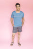 Esencial T-shirt azul y rosa by Galo Bertin
