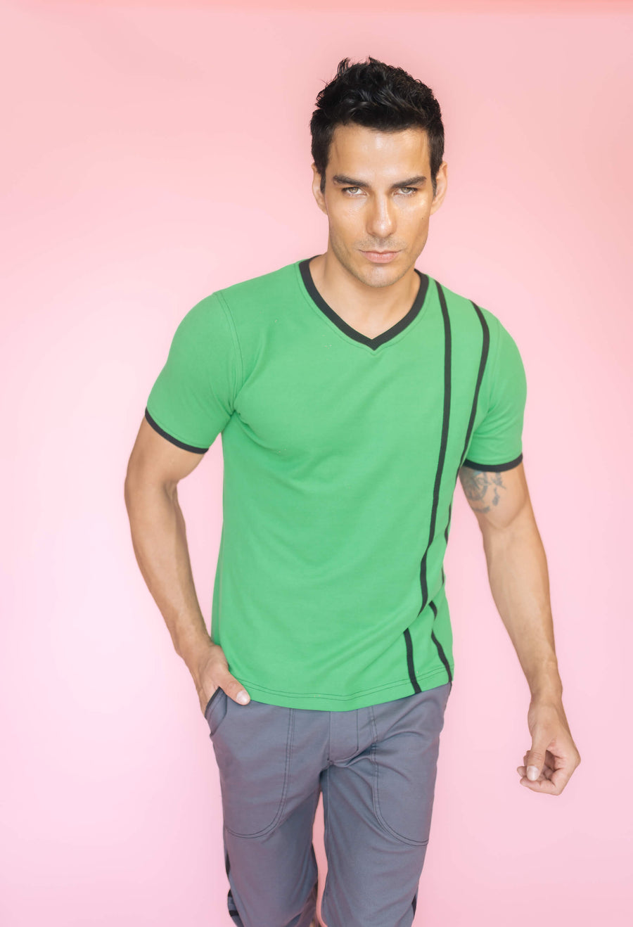 Verde y negro T-Shirt Vintage Fit by Galo Bertin